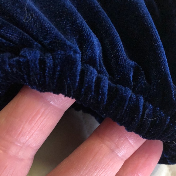 Rare Editions Navy Blue Velvet Velour Dress Floral Girls Size 6 - Picture 6 of 7